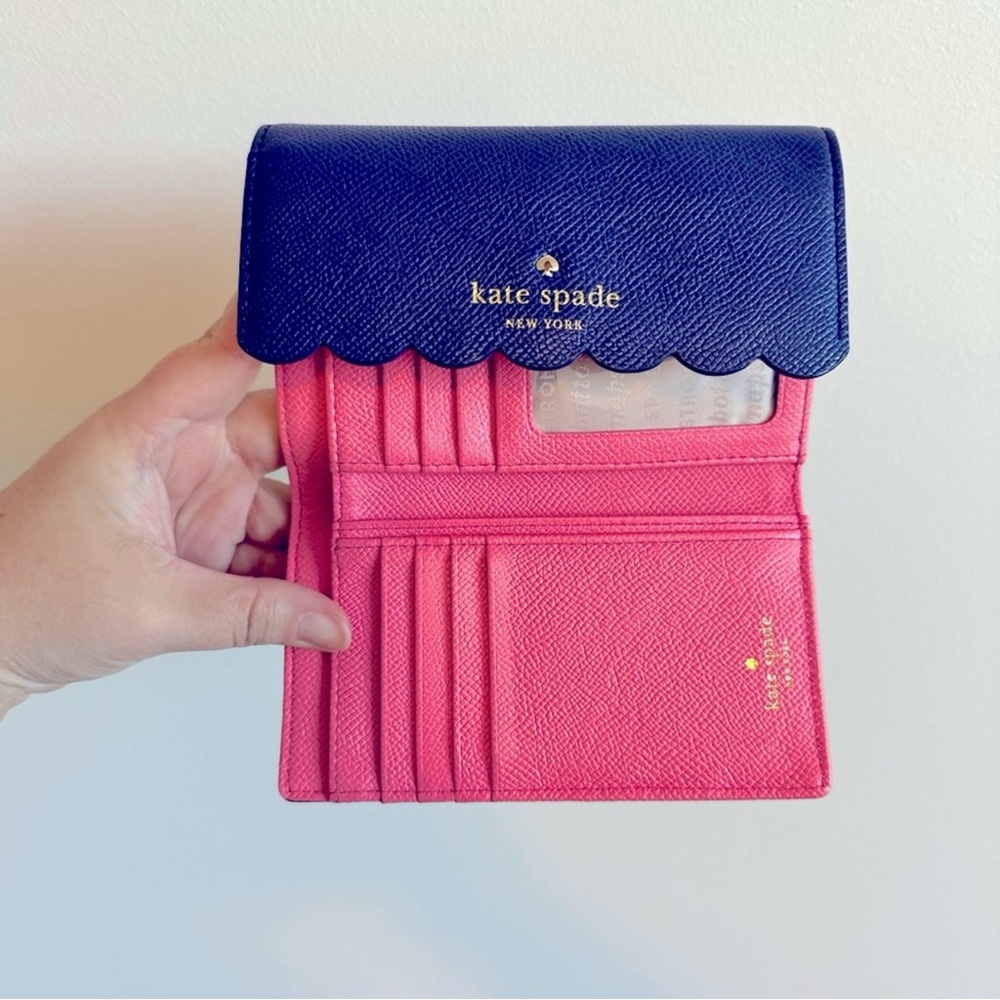 COPY - Like 🆕 Kate spade Kieran Morris Lane Scalloped Royal Blue/Pink Trifold W…